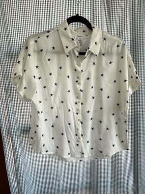 Japna White Blouse with Navy Star Print
